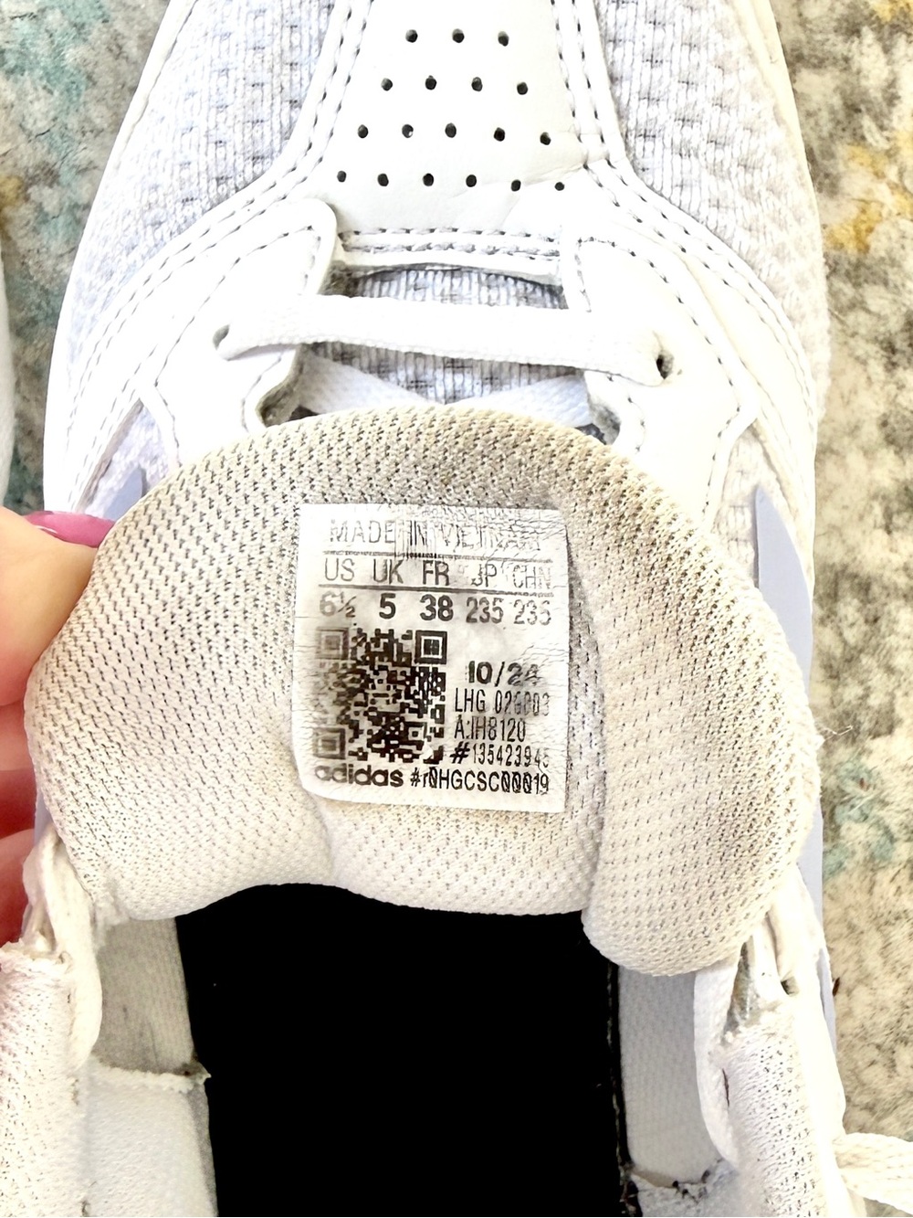 Adidas White & Light Blue Athletic Sneakers Size 6.5 - Picture 6 of 7